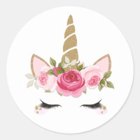 Licorne Or Fleur Rose Mignon Branché Classique Ron