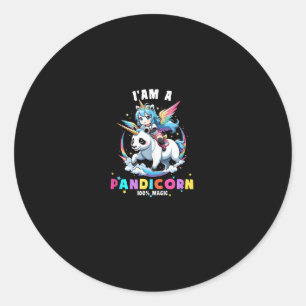 Sticker Rond Licorne Panda Mignonne Je Suis Une Fille Magique P