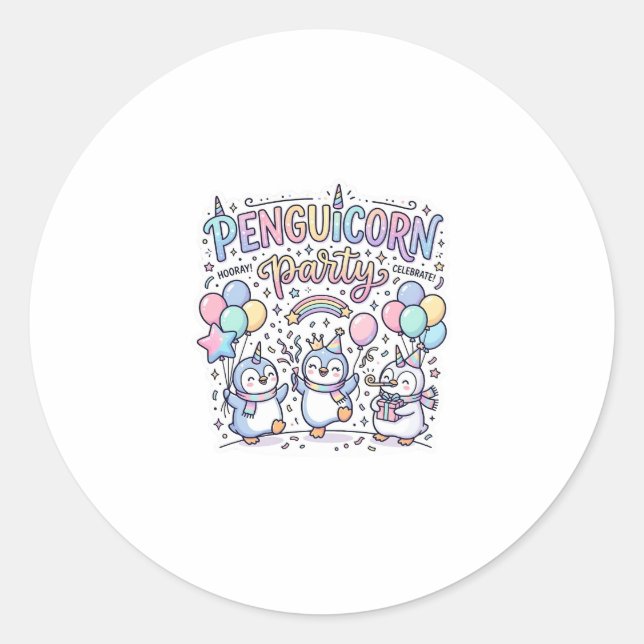 Sticker Rond Licorne Penguicorne Fête Vecteur Premium Vector De (Devant)