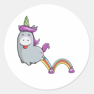 Sticker Rond Licorne poop