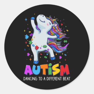 Sticker Rond Licorne qui fait dab pour la sensibilisation à l'a