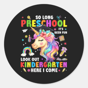 Sticker Rond Licorne si longtemps diplômée de la maternelle ici