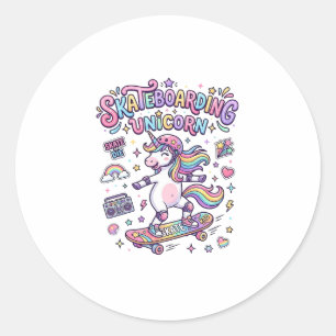 Sticker Rond Licorne skateboarding Licorne Typographie Gras T-S