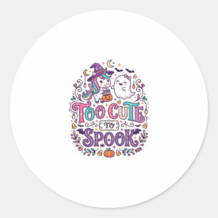 Sticker Rond Licorne trop mignonne pour effrayer l'art coloré d