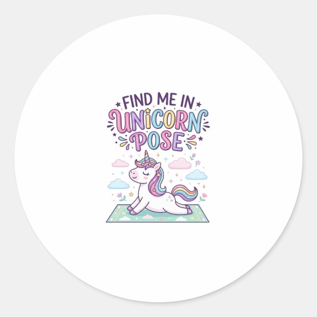 Sticker Rond Licorne Trouvez-moi en Licorne Pose Impression Prê (Devant)