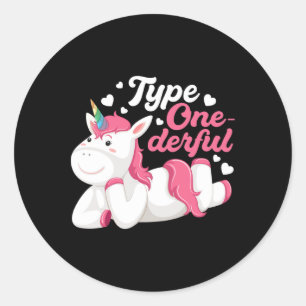Sticker Rond Licorne Type Onederful Diabète Sensibilisation Dia