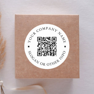 Sticker Rond Lien du site Web Code QR Nom commercial minimal