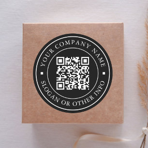 Sticker Rond Lien du site Web Code QR Nom commercial minimal No