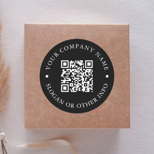 Sticker Rond Lien du site Web Code QR Nom commercial minimal No