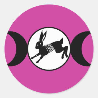 Sticker Rond Lièvre triple lune