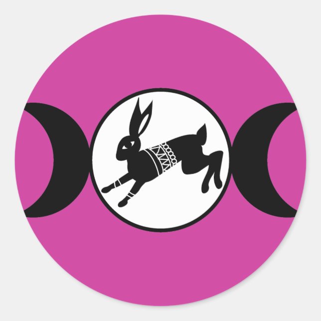 Sticker Rond Lièvre triple lune (Devant)