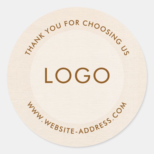 Sticker Rond Light beig linen texture personalized text classic (Devant)