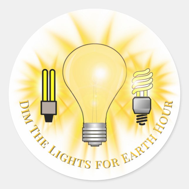Sticker Rond Light Bulbs Dim The Lights Earth Hour (Devant)