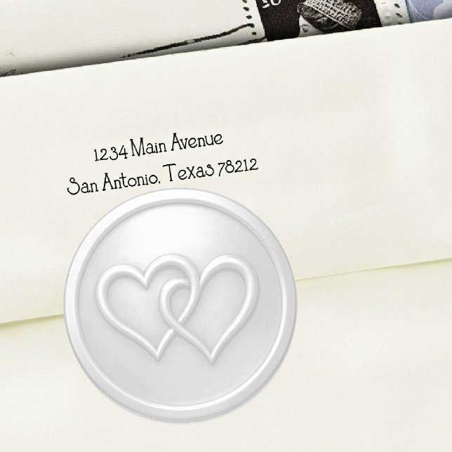 Sticker Rond Light Gray Two Hearts Intertwined Wedding (Créateur téléchargé)