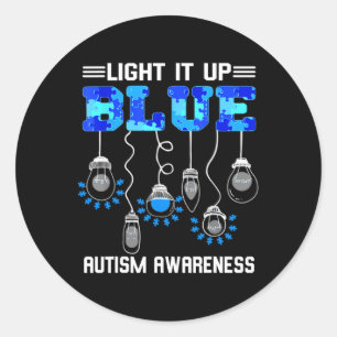 Sticker Rond Light It Up Blue Autism