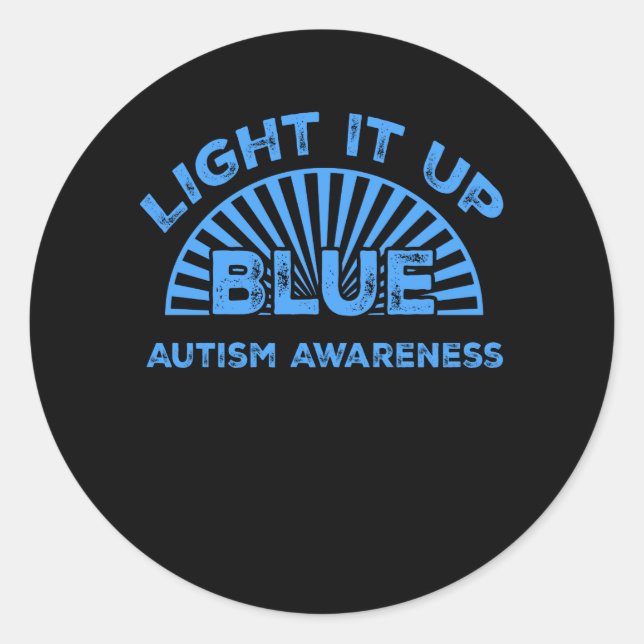 Sticker Rond Light It Up Blue Autism (Devant)