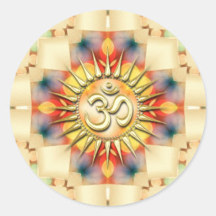Sticker Rond Light Pastel Cross & Golden Om