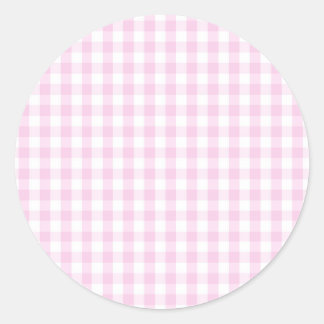 Sticker Rond light pink and white gingham pattern preppy girly