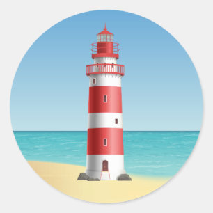 Sticker Rond Lighthouse Beach Wedding Ocean Beach Fête des mari