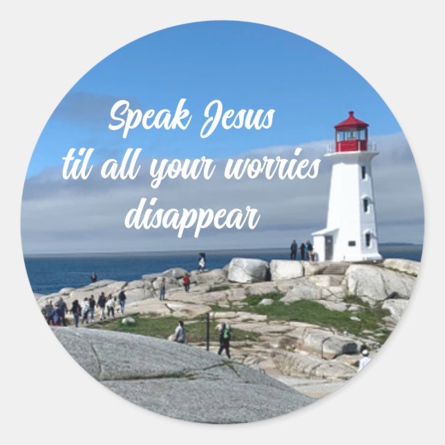 Sticker rond Lighthouse Speed Jesus No Worries (Devant)