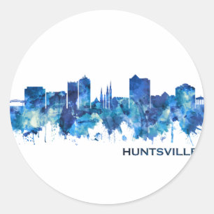 Sticker Rond Ligne aérienne bleue Huntsville Alabama