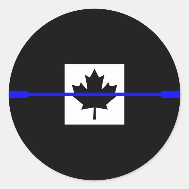 Sticker Rond Ligne Bleue fine sur le Décor du drapeau canadien (Devant)