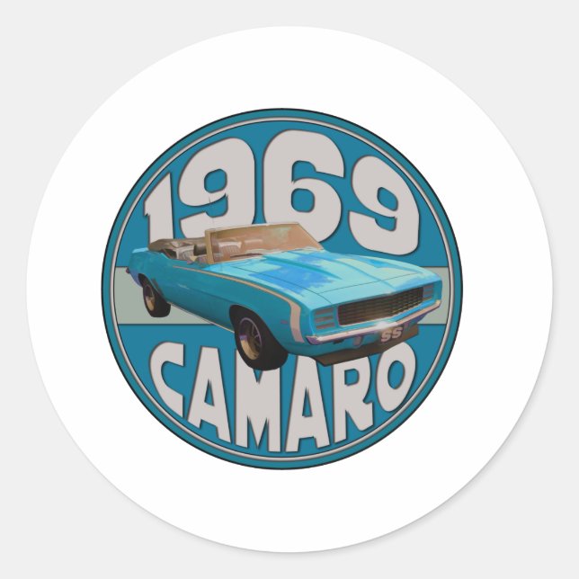 Sticker Rond Ligne Bleue Lumière 1969 Camaro Super Sport (Devant)