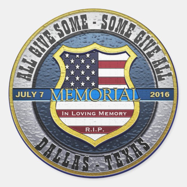 Sticker Rond Ligne bleue mince du Mémorial de la police de Dall (Devant)