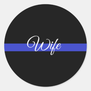 Sticker Rond Ligne Bleue Mince : Femme de police