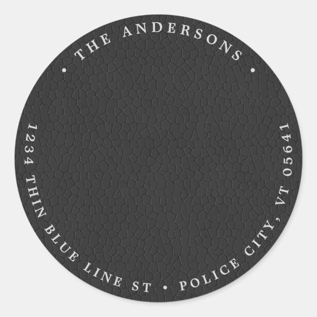 Sticker Rond Ligne Bleue Mince Indicateur Police Adresse de ret (Devant)