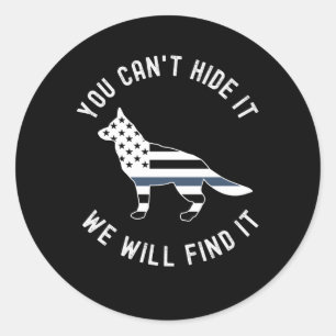 Sticker Rond Ligne Bleue Mince K9 Police bergère allemande Unit