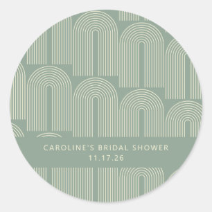 Sticker Rond Ligne d'arche moderne Art Sage personnalisé Bridal