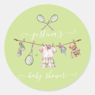 Sticker Rond Ligne de Baby shower de golf Preppy
