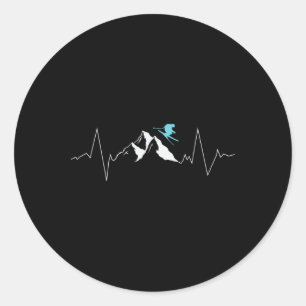 Sticker Rond Ligne de fréquence cardiaque pour le ski sur neige
