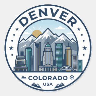 Sticker Rond Ligne d'horizon de Denver États-Unis