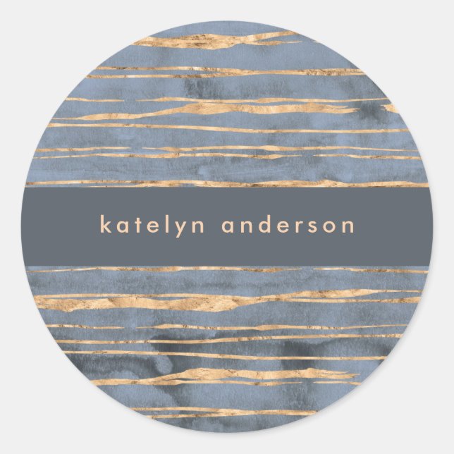 Sticker Rond Ligne d'or Messy | Périvent bleu | Professionnel (Devant)