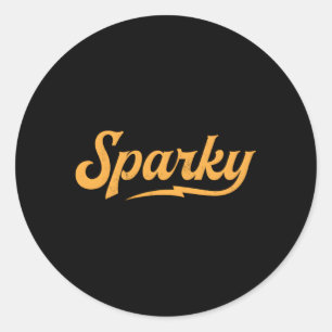 Sticker Rond Ligne Electricien Sparky Papa