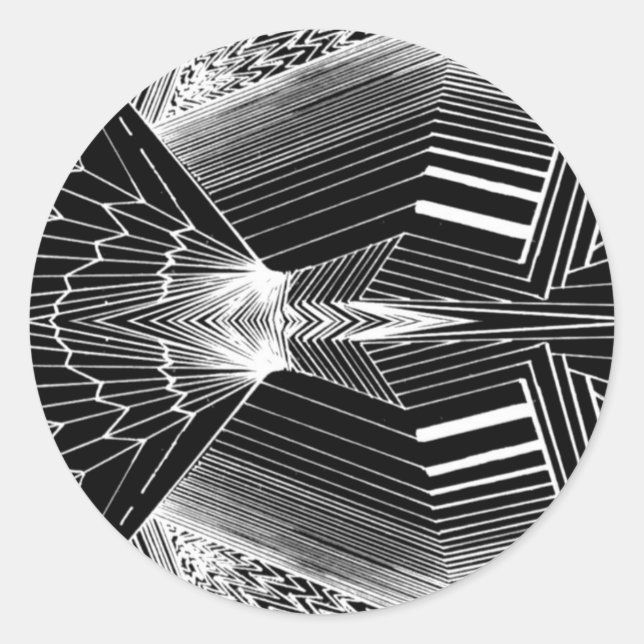 Sticker Rond Ligne géométrique Art noir et blanc Conception abs (Devant)