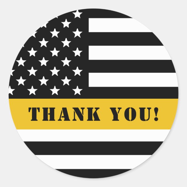 Sticker Rond Ligne mince or 911 Dispatcher USA (Devant)