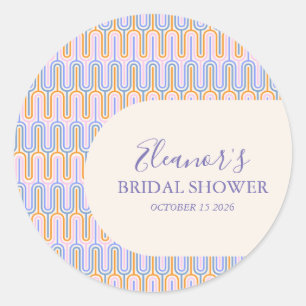 Sticker Rond Ligne pastel groovy Lavande Mariage douche sur mes