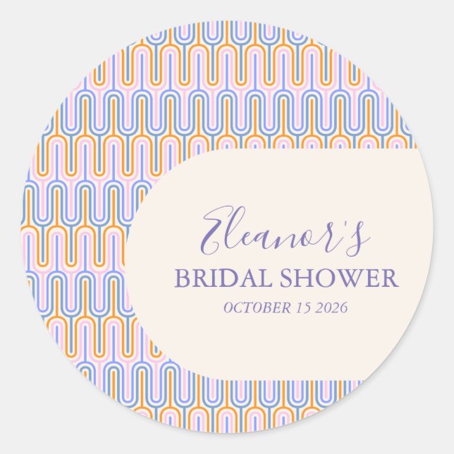 Sticker Rond Ligne pastel groovy Lavande Mariage douche sur mes (Devant)