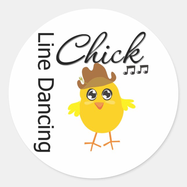Sticker Rond Ligne poussin de danse (Devant)