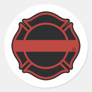 Sticker Rond Ligne rouge mince croix de Maltesse