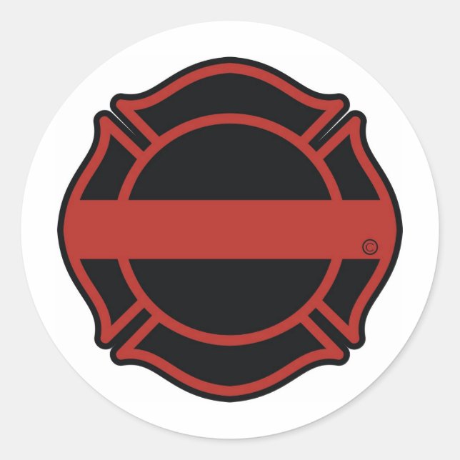 Sticker Rond Ligne rouge mince Maltesse Cross (Devant)