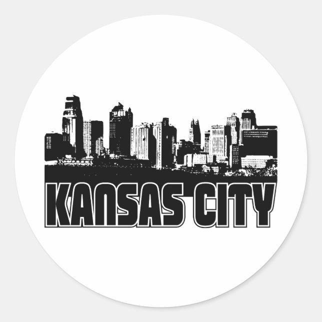 Sticker Rond Ligne Skyline de Kansas City (Devant)