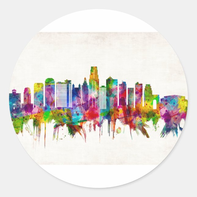 Sticker Rond Ligne Skyline de Kansas City Missouri (Devant)