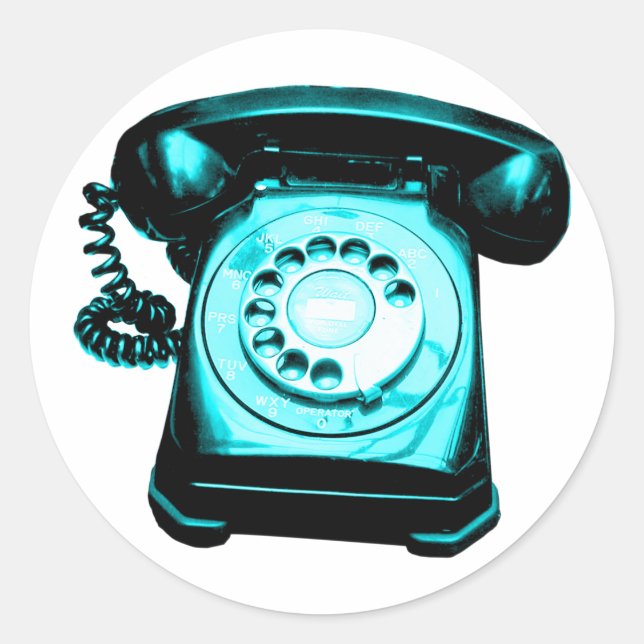 Sticker Rond Ligne téléphonique Cyan (Devant)