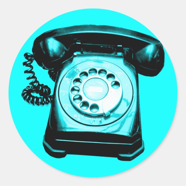 Sticker Rond Ligne téléphonique Cyan (Devant)