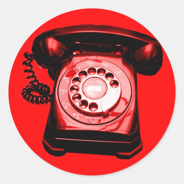 Sticker Rond Ligne téléphonique rouge (Devant)