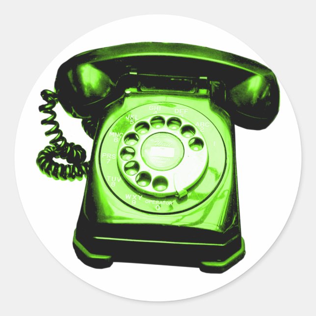Sticker Rond Ligne téléphonique verte (Devant)